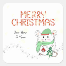 かわいい小さなハムスターメリークリスマスホリデー スクエアシール