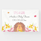 かわいい小さなハリネズミ女の子の赤ちゃんシャワー 横断幕 (横)