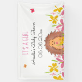 かわいい小さなハリネズミ女の子の赤ちゃんシャワー 横断幕 (縦)