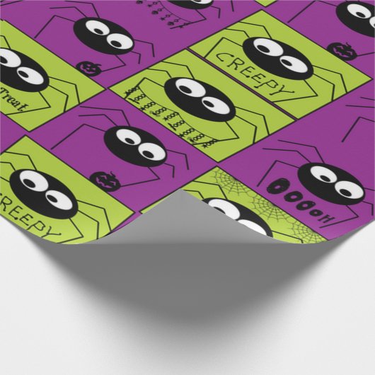 かわいい小さなハロウィンクモ ラッピングペーパー (角)