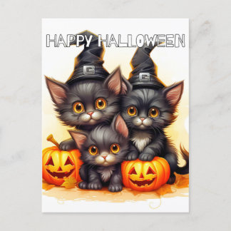 かわいい小さなハロウィーンの子猫 ポストカード