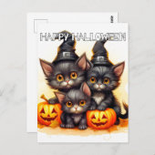 かわいい小さなハロウィーンの子猫 ポストカード (正面/裏面)