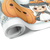 かわいい小さなハロウィーンの魔女 ラッピングペーパー (ロールコーナー)