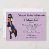 かわいい小さなハロウィーンの魔女 招待状 (正面)