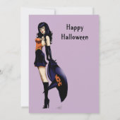 かわいい小さなハロウィーンの魔女 招待状 (裏面)
