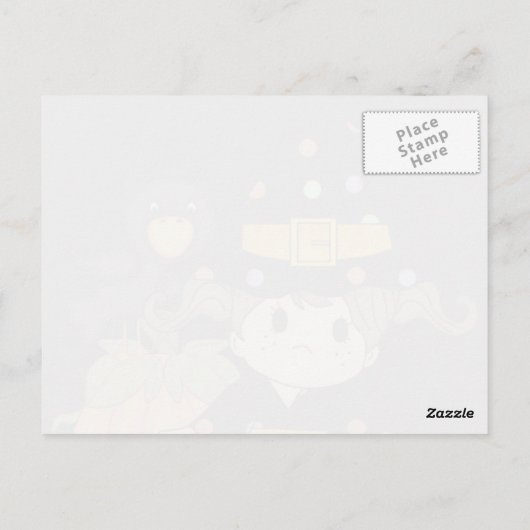 かわいい小さなハロウィーンの魔女、黒いオレンジのドレス ポストカード (裏面)