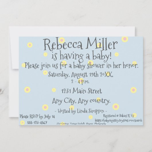 かわいい小さなハート型のよだれかけのベビーシャワー招待状 招待状 (裏面)