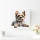 かわいい小さなバイワーテリア犬 スクエア壁時計 (ホーム)