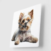 かわいい小さなバイワーテリア犬 スクエア壁時計 (傾斜)