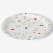 かわいい小さなバグ夏のフローラ赤ちゃんシャワー ペーパープレート (アングル)