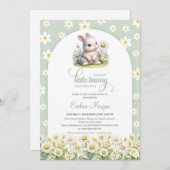 かわいい小さなバニーとデイジー春 男女兼用 招待状 (正面/裏面)
