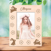 かわいい小さなバニーと花5 x 7 レーザー彫刻フレーム