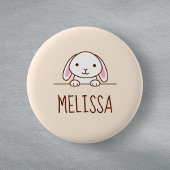 かわいい小さなバニーのピーク名前をカスタムする2 缶バッジ