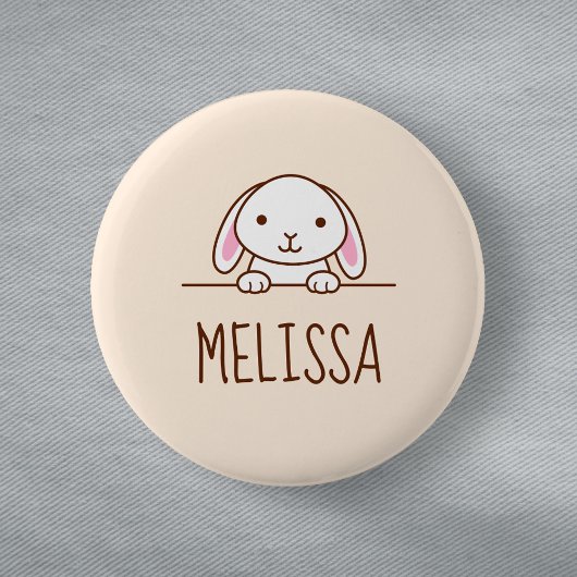 かわいい小さなバニーのピーク名前をカスタムする2 缶バッジ