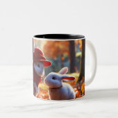 かわいい小さなバニーのマクラシカルグ ツートーンマグカップ (正面右)