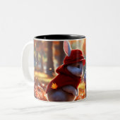 かわいい小さなバニーのマクラシカルグ ツートーンマグカップ (正面左)