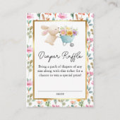 かわいい小さなバニーのワイルドフラワーおむつラッフル エンクロージャーカード (正面)