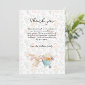 かわいい小さなバニーのワイルドフラワーベビーシャワー サンキューカード (スタンド正面)