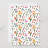 かわいい小さなバニーのワイルドフラワーベビーシャワー サンキューカード (裏面)