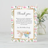 かわいい小さなバニーのワイルドフラワーベビーシャワー サンキューカード (スタンド正面)