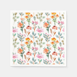 かわいい小さなバニーのワイルドフラワーベビーシャワー スタンダードカクテルナプキン