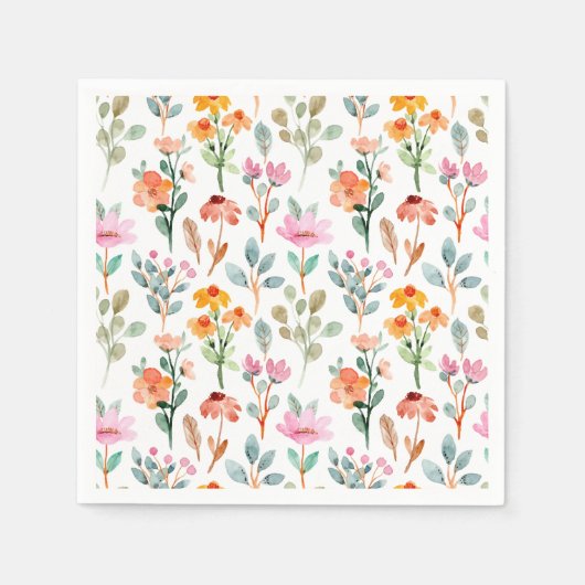 かわいい小さなバニーのワイルドフラワーベビーシャワー スタンダードカクテルナプキン (正面)