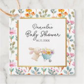 かわいい小さなバニーのワイルドフラワーベビーシャワー フェイバータグ (正面)