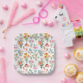 かわいい小さなバニーのワイルドフラワーベビーシャワー ペーパープレート (パーティー)