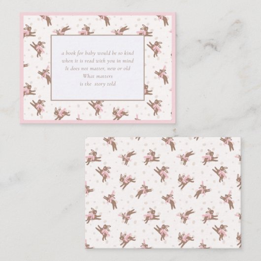 かわいい小さなバニーの本でベビー囲い エンクロージャーカード (正面/裏面)
