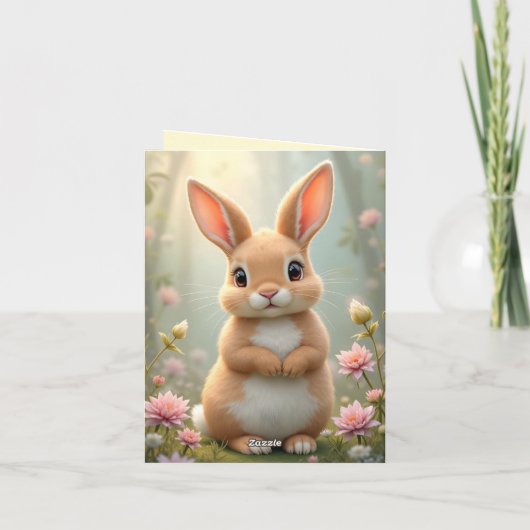かわいい小さなバニーの花に囲まカスタムれ シーズンカード (裏面)