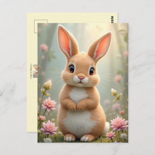 かわいい小さなバニーの花に囲まカスタムれ ポストカード (正面/裏面)