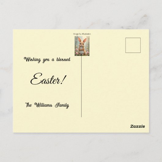 かわいい小さなバニーの花に囲まカスタムれ ポストカード (裏面)