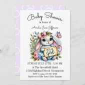かわいい小さなバニーの赤ちゃんシャワー 招待状 (正面/裏面)