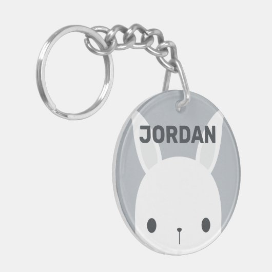 かわいい小さなバニーパーソナライズされたウサギ キーホルダー (正面左)
