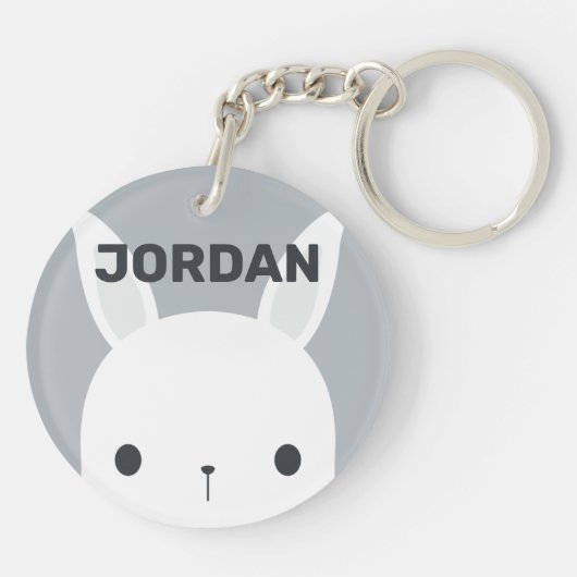 かわいい小さなバニーパーソナライズされたウサギ キーホルダー (裏面)