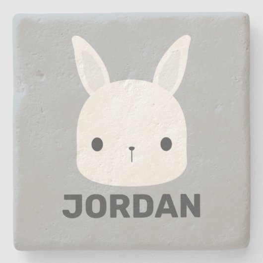 かわいい小さなバニーパーソナライズされたウサギ ストーンコースター (正面)