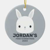かわいい小さなバニーパーソナライズされたウサギ セラミックオーナメント (正面)