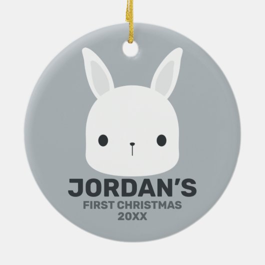 かわいい小さなバニーパーソナライズされたウサギ セラミックオーナメント (裏面)