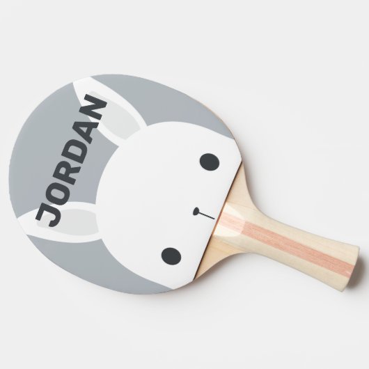 かわいい小さなバニーパーソナライズされたウサギ 卓球ラケット (横)