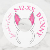 かわいい小さなバニーピンクのウサギ耳ベビーシャワー ワイングラスタグ (正面)