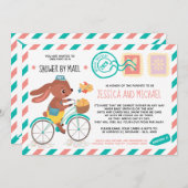 かわいい小さなバニーポストマン |メールによるベビーシャワー 招待状 (正面/裏面)