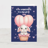 かわいい小さなバニーラビットハートバルーンバレンタイン シーズンカード (正面)