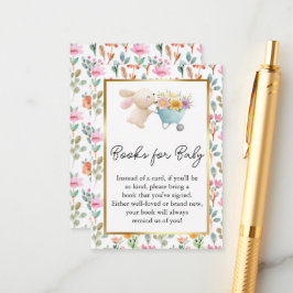 かわいい小さなバニーワイルドフラワーズブックベビー エンクロージャーカード