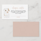 かわいい小さなバニー赤ちゃんシャワーおむつラッフルカード プレイスカード (正面/裏面)