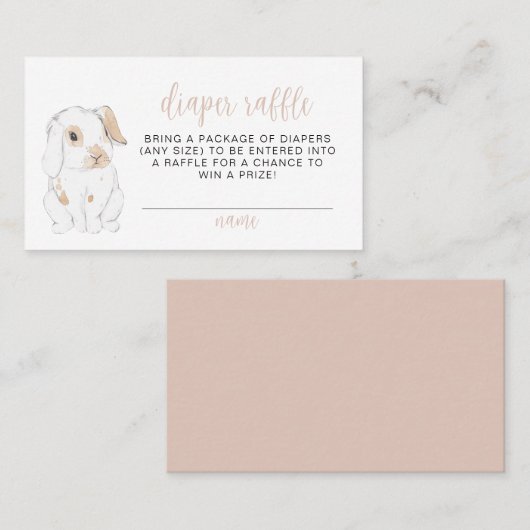 かわいい小さなバニー赤ちゃんシャワーおむつラッフルカード プレイスカード (正面/裏面)