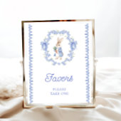 かわいい小さなバニー青い赤ちゃんシャワーの好意 ポスター