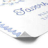 かわいい小さなバニー青い赤ちゃんシャワーの好意 ポスター (角)