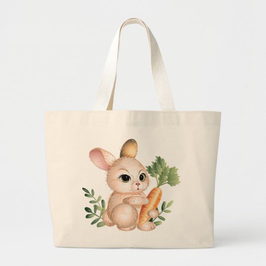 かわいい小さなバニー ラージトートバッグ (正面)