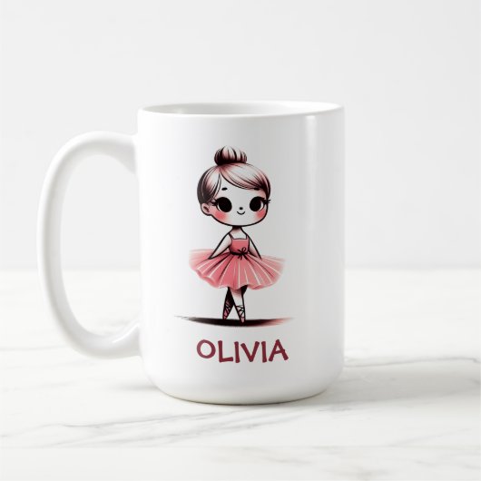 かわいい小さなバレリーナの女の子 コーヒーマグカップ (左)