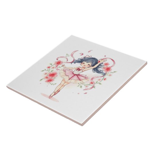 かわいい小さなバレリーナの女の子 タイル (側面)